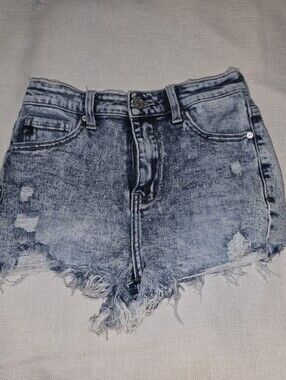 KanCan Denim Shorts Distressed Ripped Holes sz Small Frayed Hems